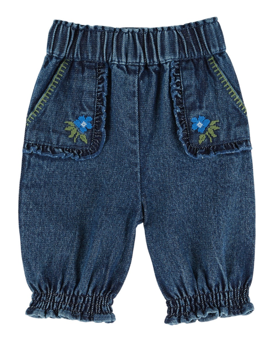 Emile Et Ida Denim Embroider Pants – Little Loungers