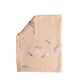 Inimini White Flowers on the Side Embroider Knit Blanket