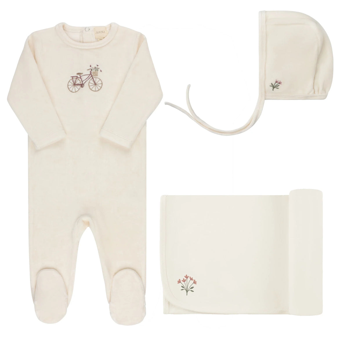 Velour Collar Layette Set - Cream/Oat main image 1