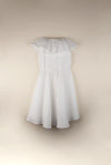 Popelin White Swiss Dot Frill Collar Dress