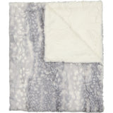 Peluche Grey Leopard Print Fur Blanket