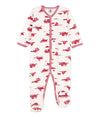 Petit Bateau Front Snap White and Red Boat Footie