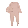 Ladida Pink Heart Print Footie and Hat