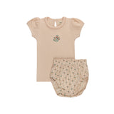 Ely's & Co Floral Pink Ribbed Floral Tshirt/Bloomer