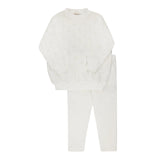 Ely & Co Ivory Boy Velour Embroider Floral Lounge Set