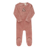 Ely & Co Pink Velour Plaid Bear Footie
