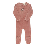 Ely & Co Pink Velour Plaid Bear Footie