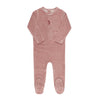Ely & Co Dark Pink Velour Stripe Footie