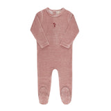 Ely & Co Dark Pink Velour Stripe Footie