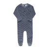 Ely & Co Dark Blue Velour Stripe Footie