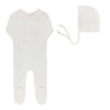 Ely & Co Ivory Girl Embroider Collar Footie and Bonnet