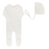 Ely & Co Ivory Boy Embroider Collar Footie and Bonnet