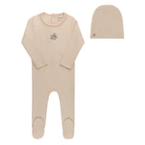 Ely's & Co Pink Floral Ribbed Embroider Footie/Bonnet