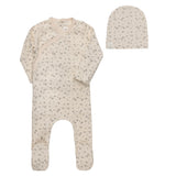 Aurora Ivory/Blue Floral Rib Footie/Beanie