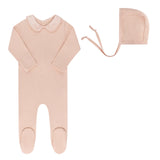 Ely & Co Pink Embroider Collar Footie and Bonnet