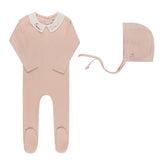 Ely & Co Pink Star Embroidered Collar Footie/Bonnet