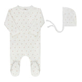 Ely & Co Ivory Pink Rosebud Footie/Bonnet