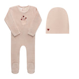 Ely & Co Ivory/Pink Stripe Footie/Beanie