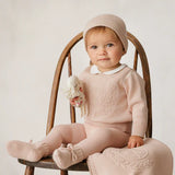 Peluche Rose Knit Embossed Cardigan and Beanie