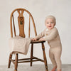 Peluche Taupe Knit Embossed Cardigan and Beanie