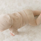 Peluche Taupe Knit Embossed Cardigan and Beanie