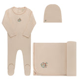 Ely's & Co Floral Pink Ribbed Embroider Layette Set