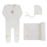 Ely & Co Ivory/Pink Embroider Floral Dot Layette Set