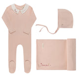 Ely & Co Pink Star Embroidered Collar Layette Set