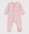 Petit Bateau Velour Pink Floral Footie