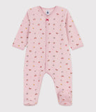 Petit Bateau Velour Pink Floral Footie