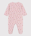 Petit Bateau Velour Pink Floral Footie