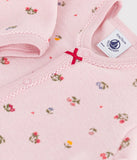 Petit Bateau Velour Pink Floral Footie