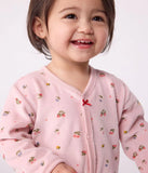 Petit Bateau Velour Pink Floral Footie