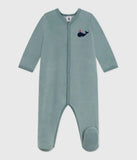 Petit Bateau Blue Velour Graphic Footie