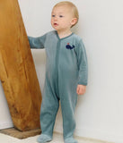 Petit Bateau Blue Velour Graphic Footie