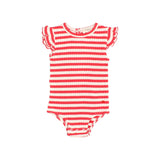 Buho Stripe Coral Red Rib Bodysuit