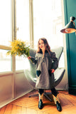 Louis Louise Belinda Denim Grey Cord Dress
