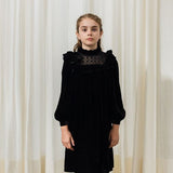 Petite Amalie Black Vintage Lace Velvet Dress