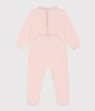 Petit Bateau Pink Velour Collar Footie