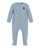 Petit Bateu Blue Velour Heart Footie
