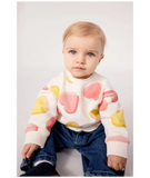 Petit Bateau White Heart Print Sweatshirt