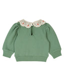 Emile Et Ida Olive Crochet Collar Sweatshirt