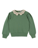Emile Et Ida Olive Crochet Collar Sweatshirt