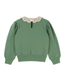 Emile Et Ida Olive Crochet Collar Sweatshirt