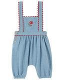 Emile Et Ida Bleu Delave Denim Embroider Salopette