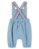 Emile Et Ida Bleu Delave Denim Embroider Salopette