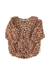 Piupiuchik Light Pink and Brown Flower Long Sleeve Romper