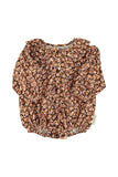 Piupiuchik Light Pink and Brown Flower Long Sleeve Romper