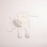 Bee & Dee Chalk White Boy All Things baby Velour Footie/Bonnet