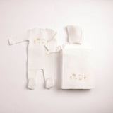 Bee & Dee Chalk White Velour Girl All Things Baby Layette Set